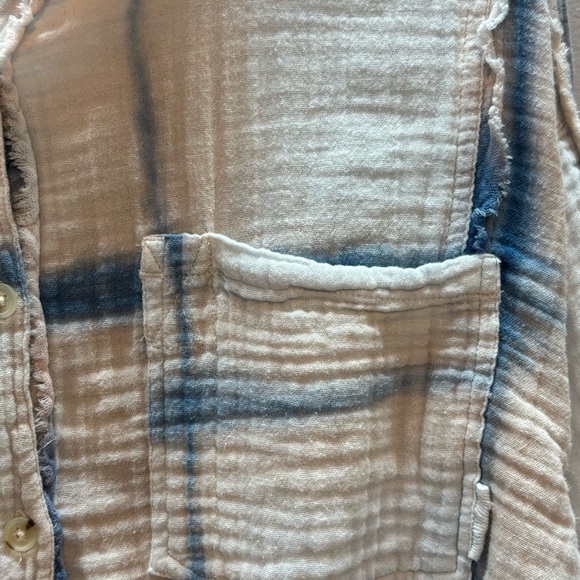 Free People We The Free Washed Away Plaid Top Boho Button Front Shirt M - Picture 6 of 9